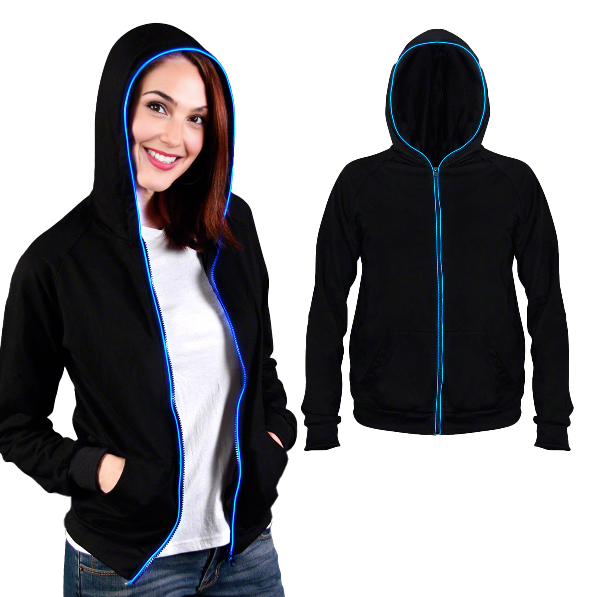 Electro Luminescent Zip Up Hoodie Blue Extra Large All Products Electro Luminescent Zip Up Hoodie Blue Extra Large All Products 3