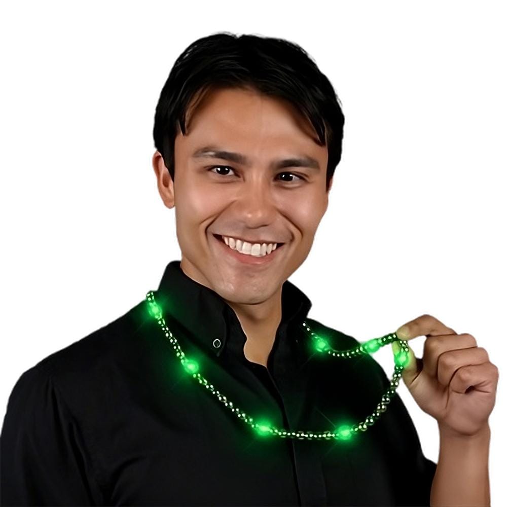 LED Necklace with Green and Gold Metallic Beads for St Patricks Day All Products LED Necklace with Green and Gold Metallic Beads for St Patricks Day All Products 4