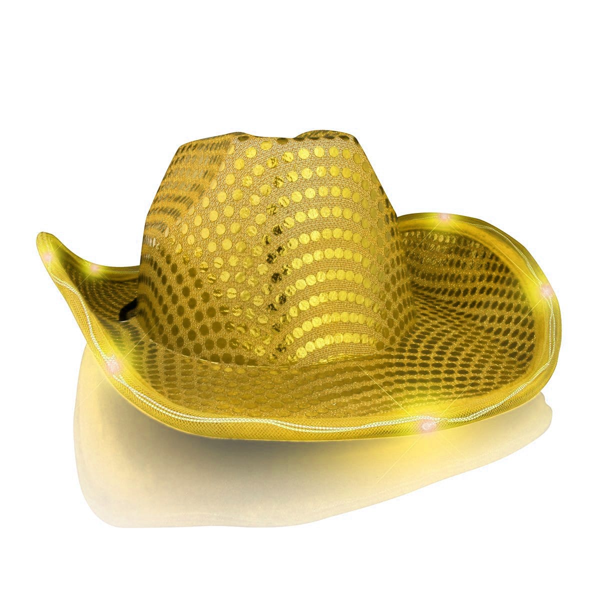 LED Flashing Cowboy Hat with Gold Sequins All Products LED Flashing Cowboy Hat with Gold Sequins All Products 3