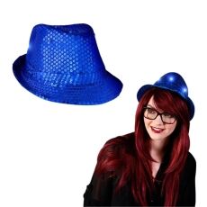 LED Flashing Fedora Hat with Blue Sequins All Products LED Flashing Fedora Hat with Blue Sequins All Products 4