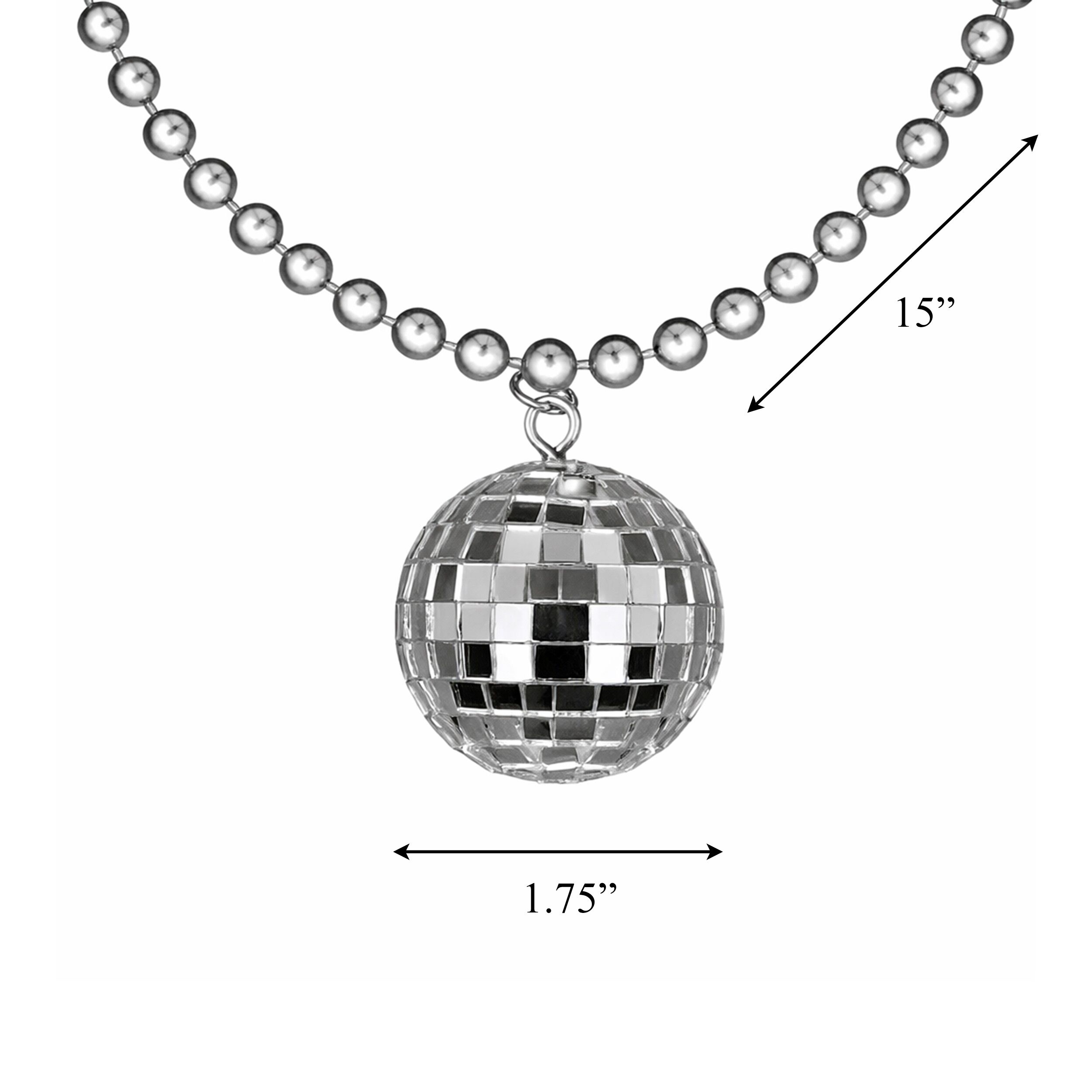 Disco Ball Charm Necklace On Silver Beads All Products Disco Ball Charm Necklace On Silver Beads All Products 4