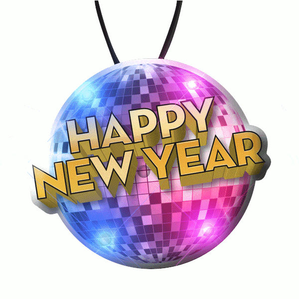 Happy New Year Disco Ball LED Charm On Lanyard All Body Lights and Blinkees Happy New Year Disco Ball LED Charm On Lanyard All Body Lights and Blinkees 3