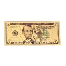 5 Dollar Commemorative Collectible Premium Replica Paper Money Bill 24k Gold Plated Fake Currency Banknote Art Holiday Decoration 24K Gold and Silver Plated Replica Bills 5 Dollar Commemorative Collectible Premium Replica Paper Money Bill 24k Gold Plated Fake Currency Banknote Art Holiday Decoration 24K Gold and Silver Plated Replica Bills 4