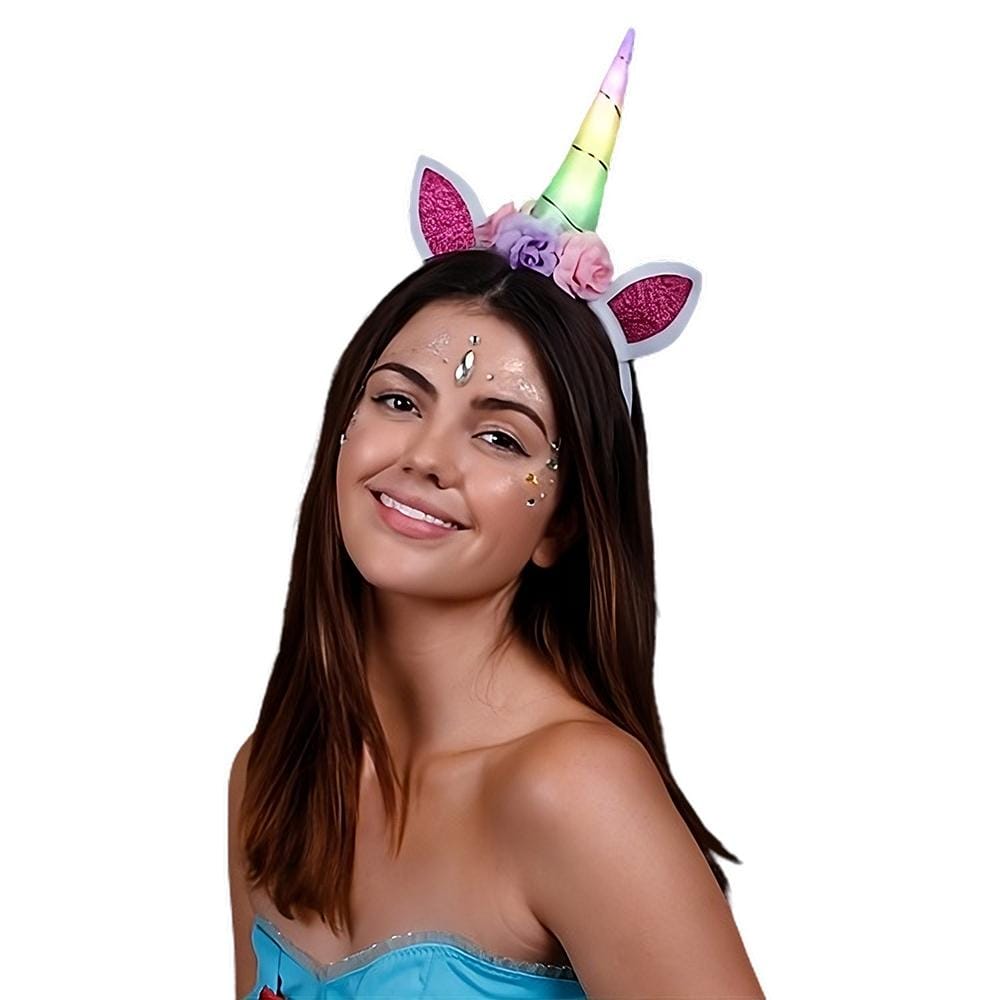 Light Up Color Change Unicorn Horn Flower Headband All Products 3