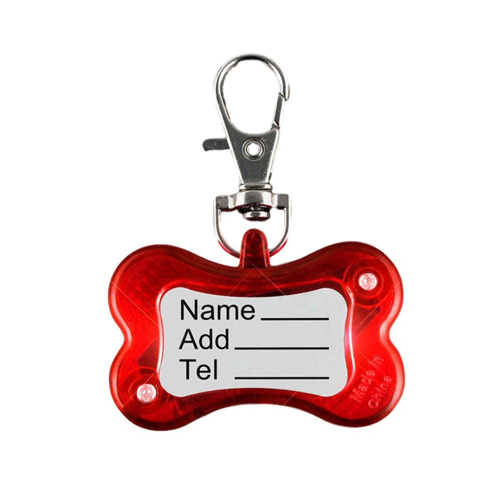 Red Flashing Dog Bone Body Name Tag Safety Light All Body Lights and Blinkees Red Flashing Dog Bone Body Name Tag Safety Light All Body Lights and Blinkees 3
