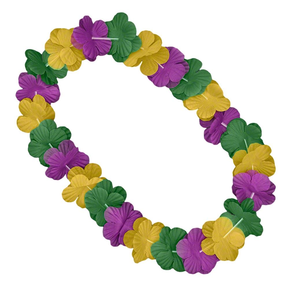 Hawaiian Flower Mardi Gras Lei Necklace Purple Green Gold All Products Hawaiian Flower Mardi Gras Lei Necklace Purple Green Gold All Products 3