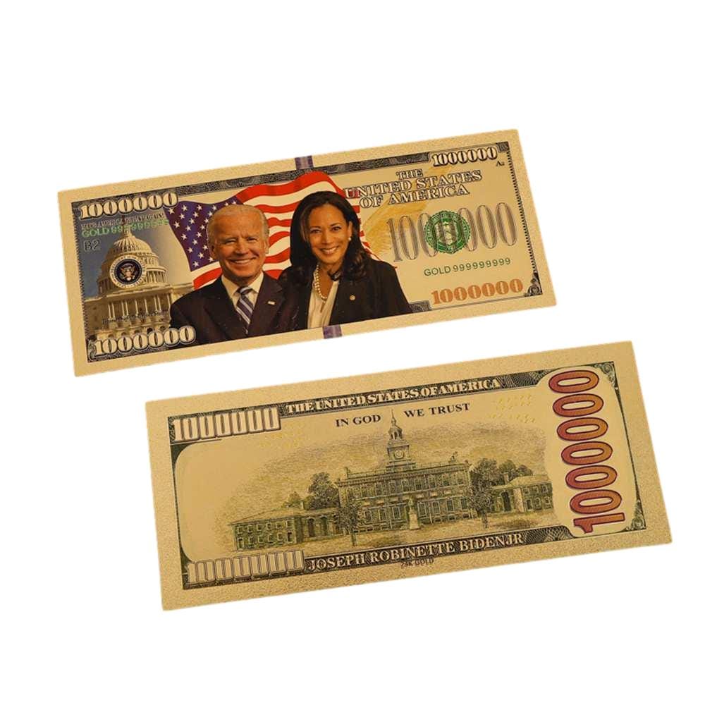 Joe Bidden Kamala Harris Tandem 24k Gold Plated Bill Collectible Banknotes for Decoration 24K Gold and Silver Plated Replica Bills Joe Bidden Kamala Harris Tandem 24k Gold Plated Bill Collectible Banknotes for Decoration 24K Gold and Silver Plated Replica Bills 5