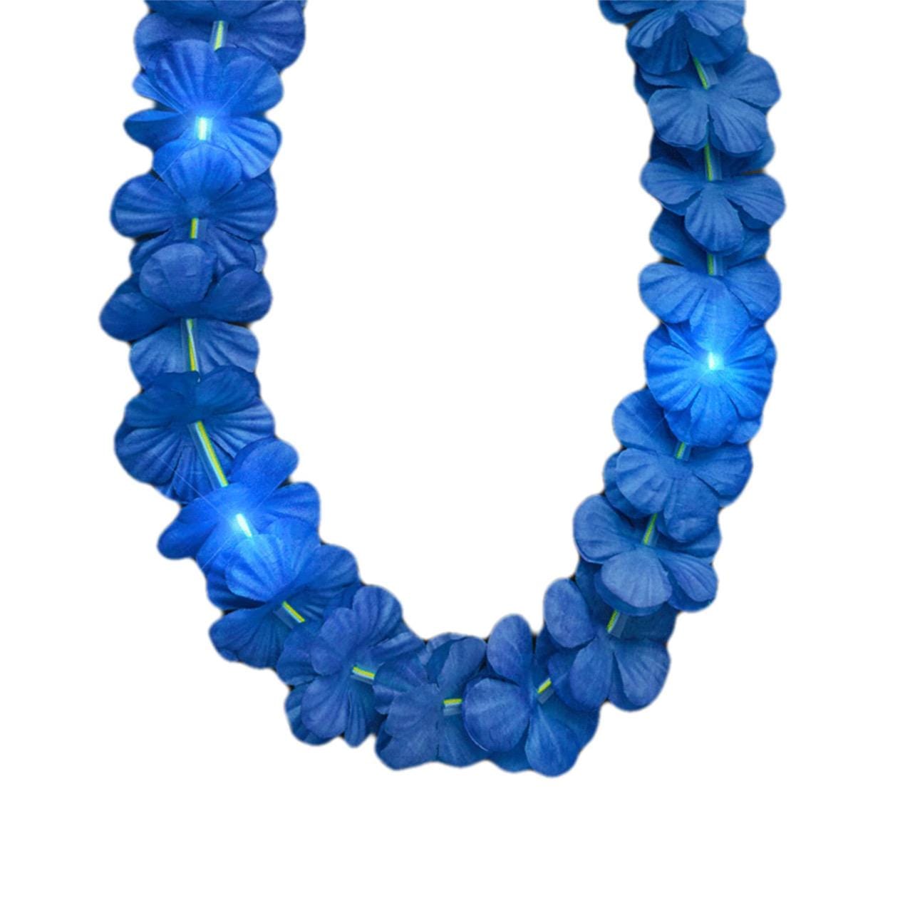 Light Up Hawaiian Flower Lei Necklace Blue All Products Light Up Hawaiian Flower Lei Necklace Blue All Products 5