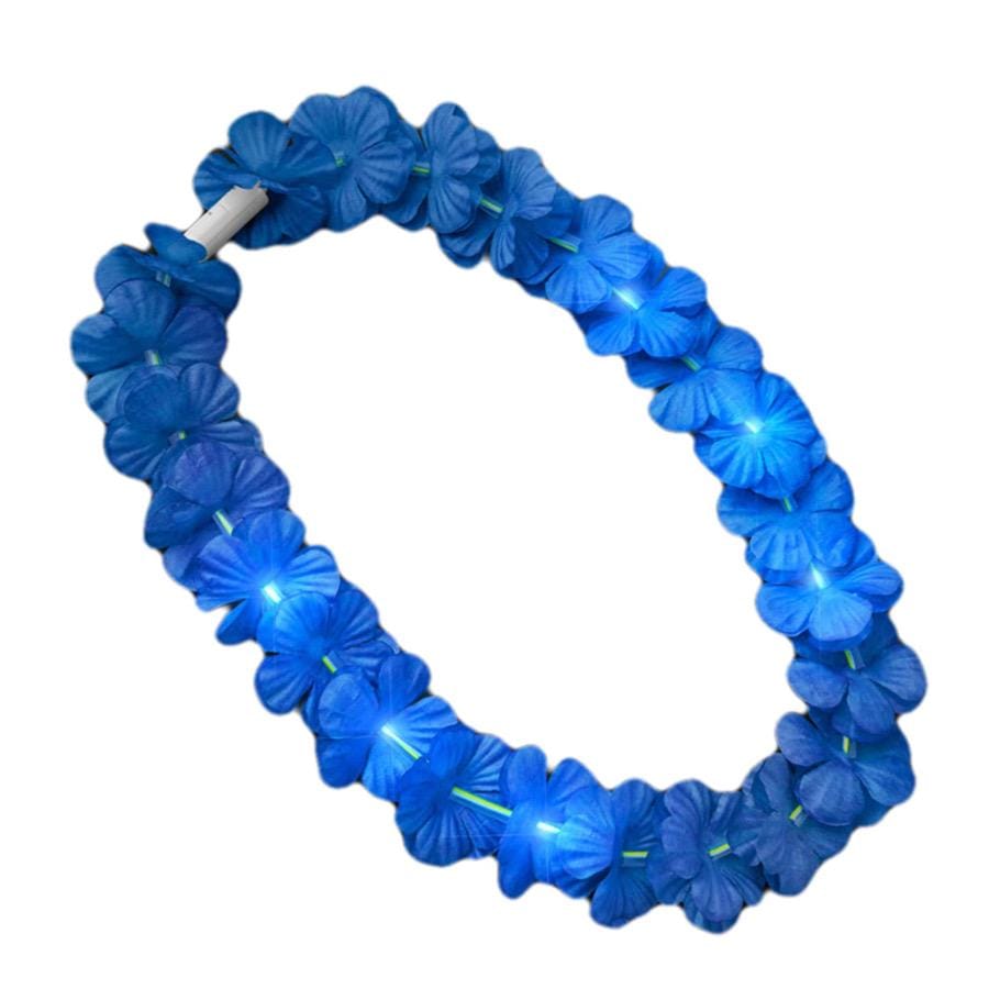 Light Up Hawaiian Flower Lei Necklace Blue All Products Light Up Hawaiian Flower Lei Necklace Blue All Products 7