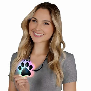 Light Up Multicolor Paw Print Charm Necklace All Products 3