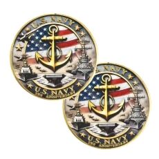 US Navy 250th Anniversary Gold Plated Commemorative Coin 4th of July US Navy 250th Anniversary Gold Plated Commemorative Coin 4th of July 6