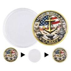 US Navy 250th Anniversary Gold Plated Commemorative Coin 4th of July US Navy 250th Anniversary Gold Plated Commemorative Coin 4th of July 7