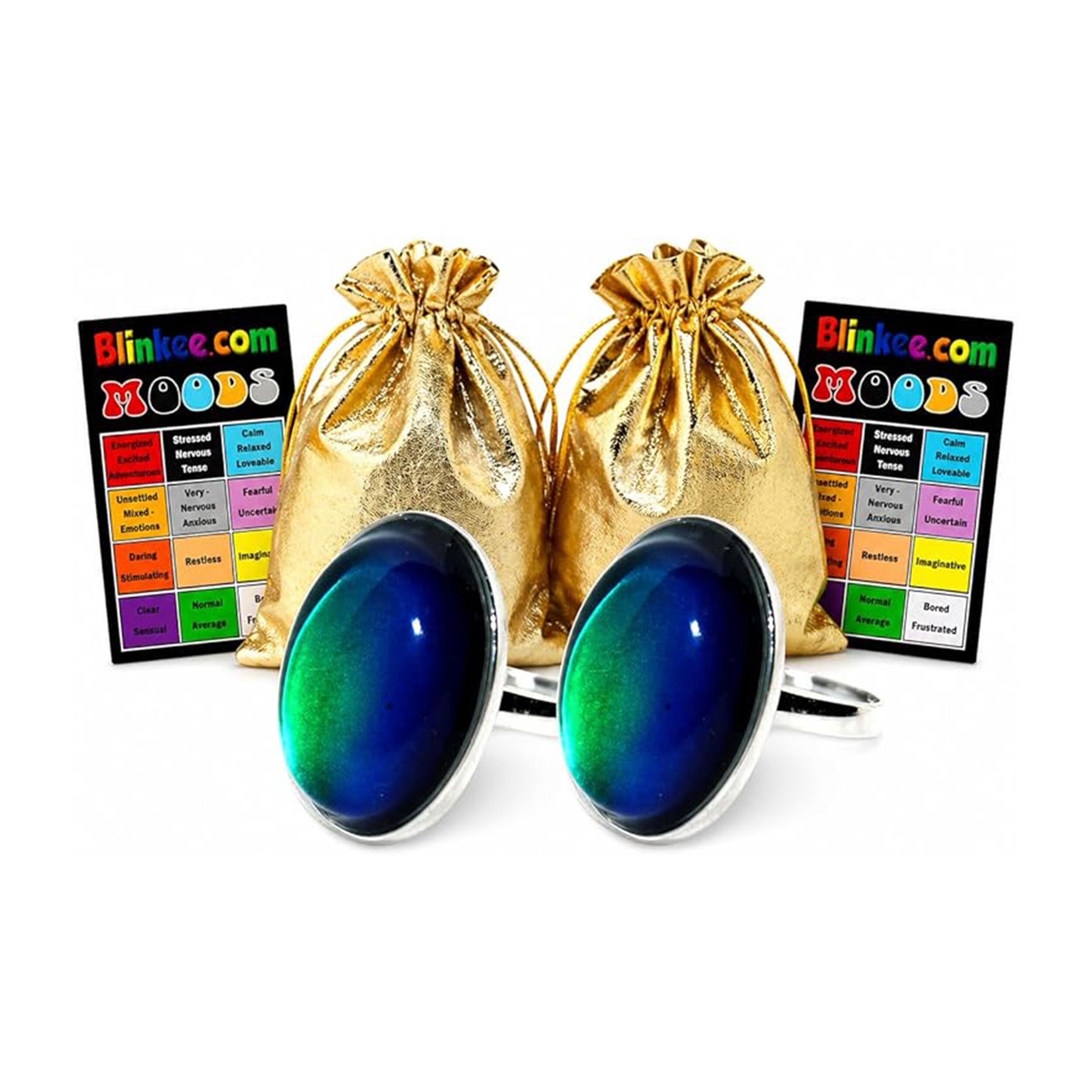 2 Pack Oval Color Changing Friendship Rings with Mood Guide Card All Products 3