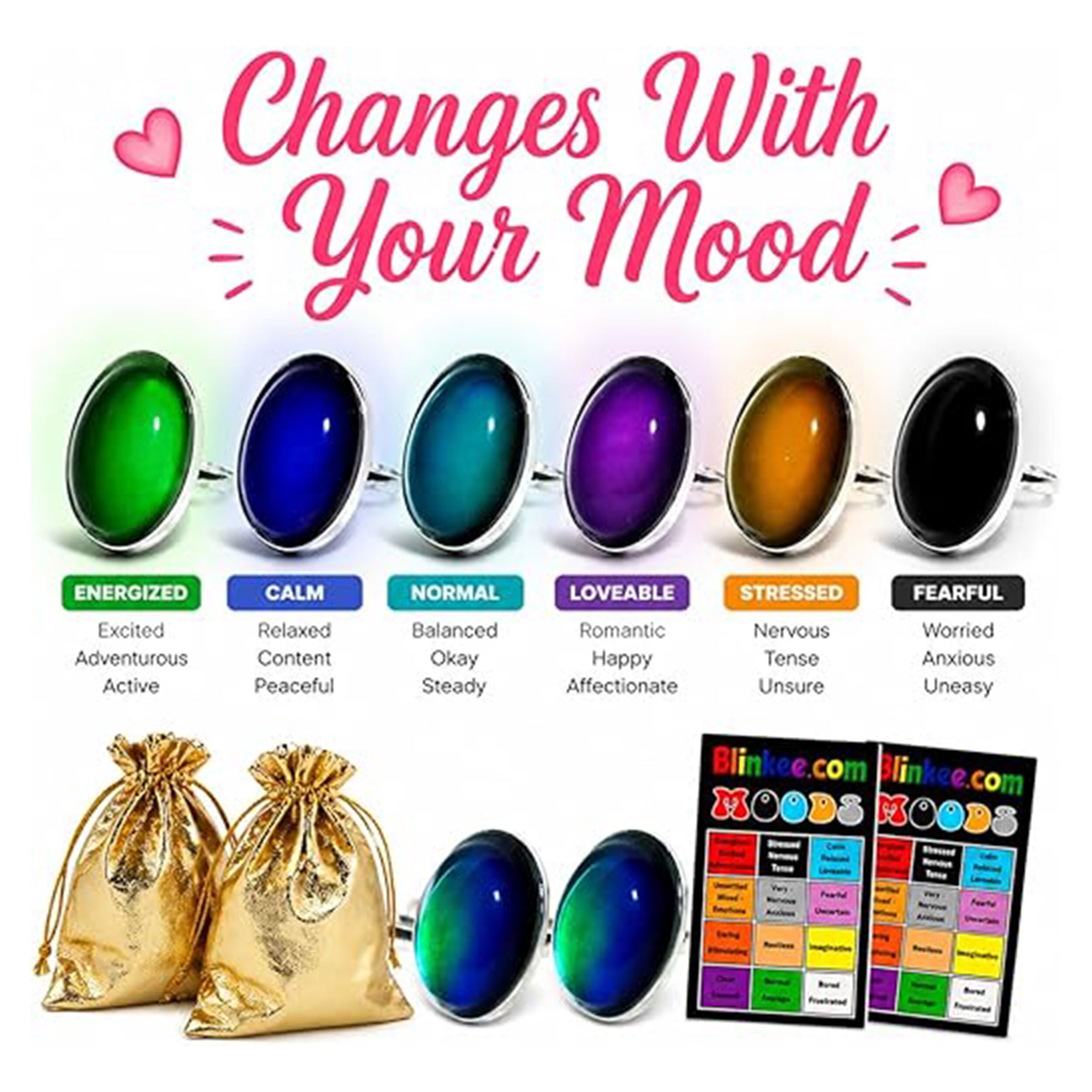 2 Pack Oval Color Changing Friendship Rings with Mood Guide Card All Products 2 Pack Oval Color Changing Friendship Rings with Mood Guide Card All Products 5