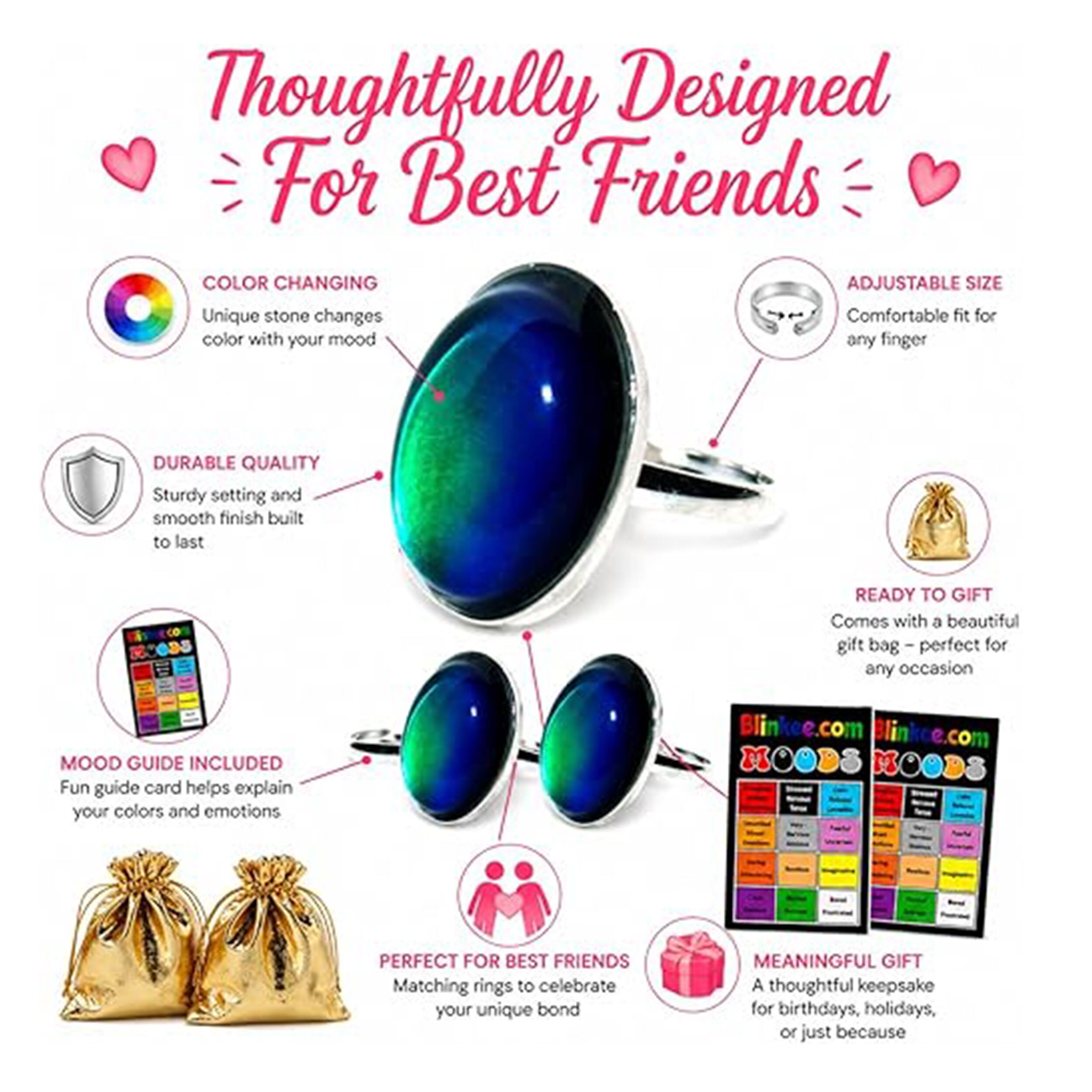 2 Pack Oval Color Changing Friendship Rings with Mood Guide Card All Products 2 Pack Oval Color Changing Friendship Rings with Mood Guide Card All Products 9
