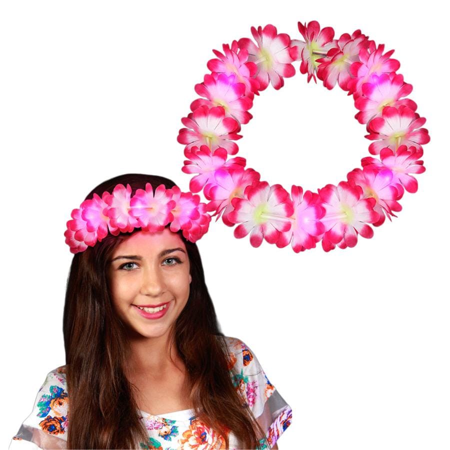 Light Up Hawaiian Lei Headband Pink All Products Light Up Hawaiian Lei Headband Pink All Products 4