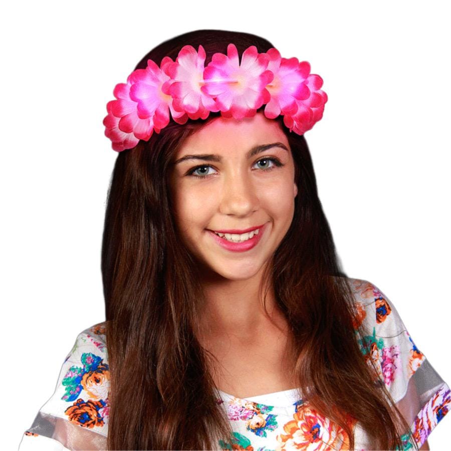 Light Up Hawaiian Lei Headband Pink All Products Light Up Hawaiian Lei Headband Pink All Products 3