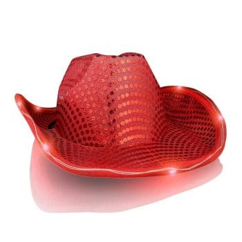 Light Up LED Flashing Cowboy Hat with Red Sequins 4th of July 3