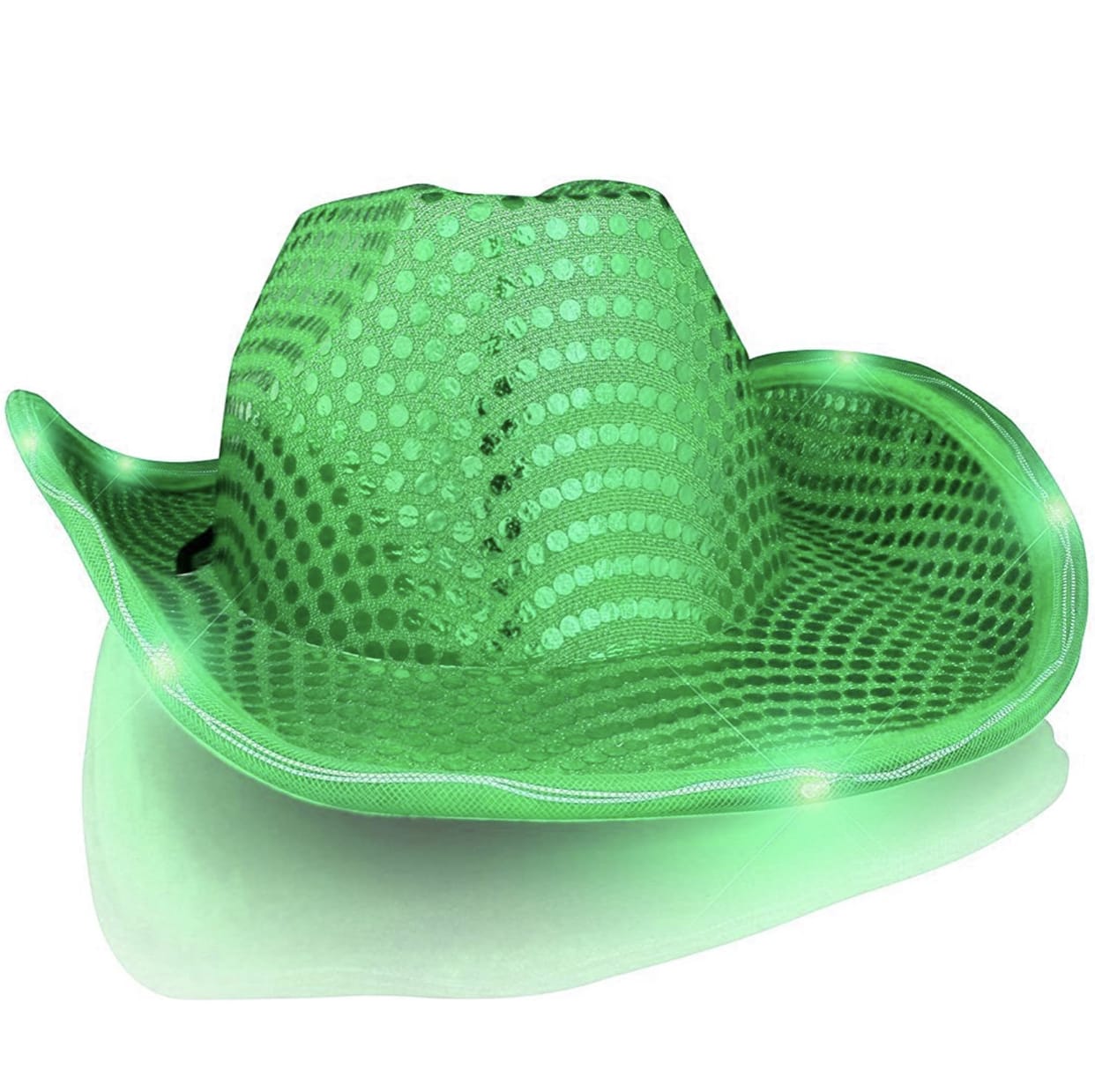 LED Flashing Cowboy Hat with Green Sequins All Products LED Flashing Cowboy Hat with Green Sequins All Products 5