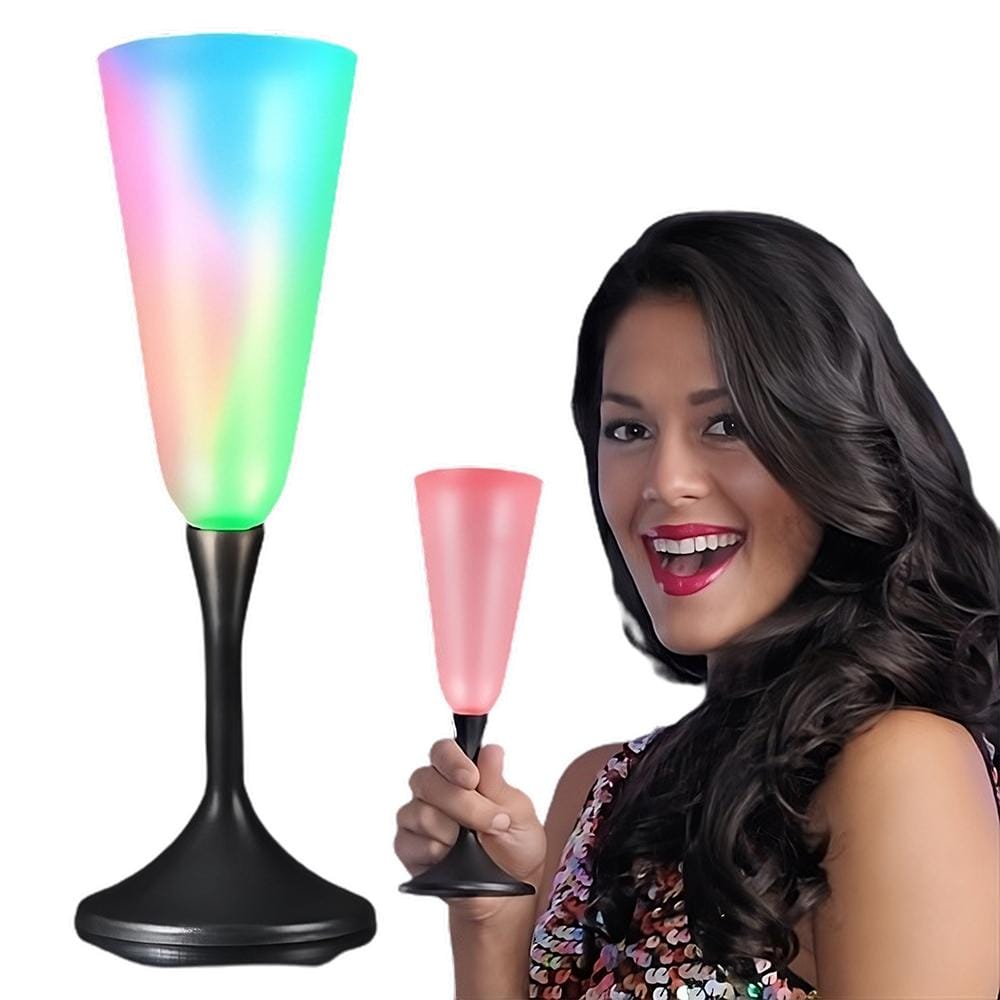 LED Frosted Champagne Glass with Black Base All Products LED Frosted Champagne Glass with Black Base All Products 4