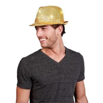 LED Flashing Light Up Fedora Hat with Gold Sequins All Products 3