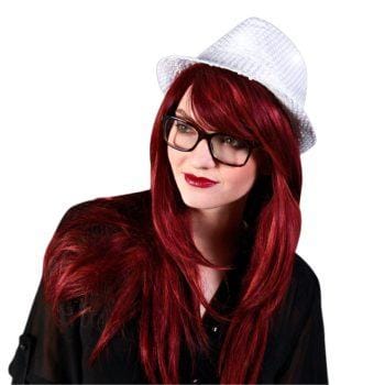 Light Up LED Flashing Fedora Hat with White Sequins All Products 3