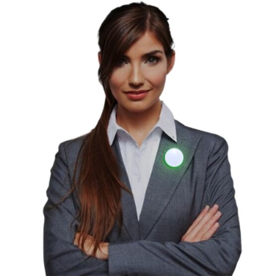 Light Up Round Badge Pin White All Products 3