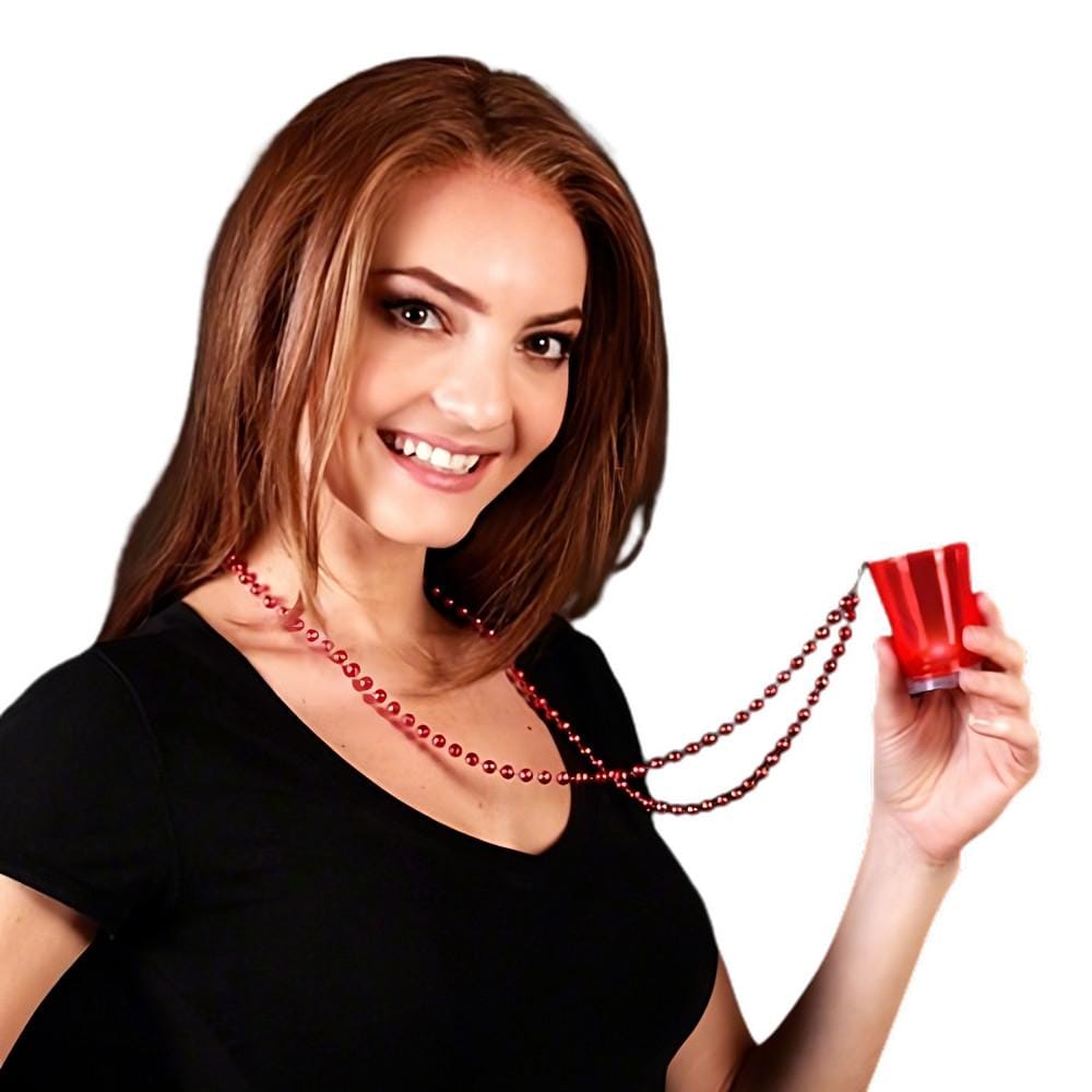 Light Up Red Shot Glass on Red Beaded Necklaces 4th of July Light Up Red Shot Glass on Red Beaded Necklaces 4th of July 3