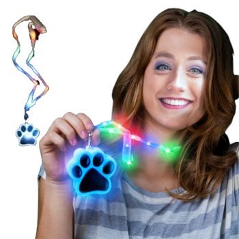 LED Blue Pawprint Charm Necklace with Lightup Lanyard All Products 3