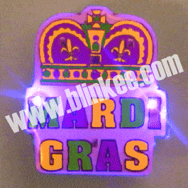 Mardi Gras Crown Flashing Body Light Lapel Pins All Body Lights and Blinkees Mardi Gras Crown Flashing Body Light Lapel Pins All Body Lights and Blinkees 3