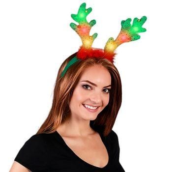 LED Jingle Bells Reindeer Antlers Light Up Headband All Products 3