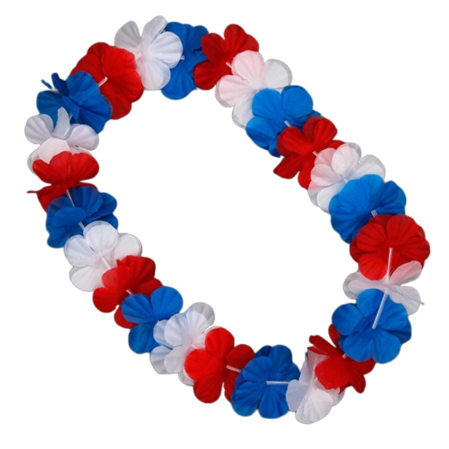 Hawaiian Flower Lei Necklace Red White and Blue 4th of July Hawaiian Flower Lei Necklace Red White and Blue 4th of July 5
