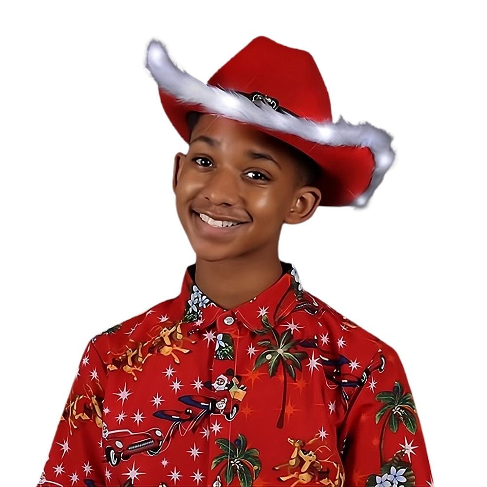 LED Flashing Christmas Cowboy Red Santa Clause Western Holiday Hat All Products LED Flashing Christmas Cowboy Red Santa Clause Western Holiday Hat All Products 5