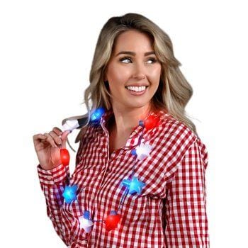 Jumbo Stars Red White and Blue LED String Lights Necklace 4th of July 3