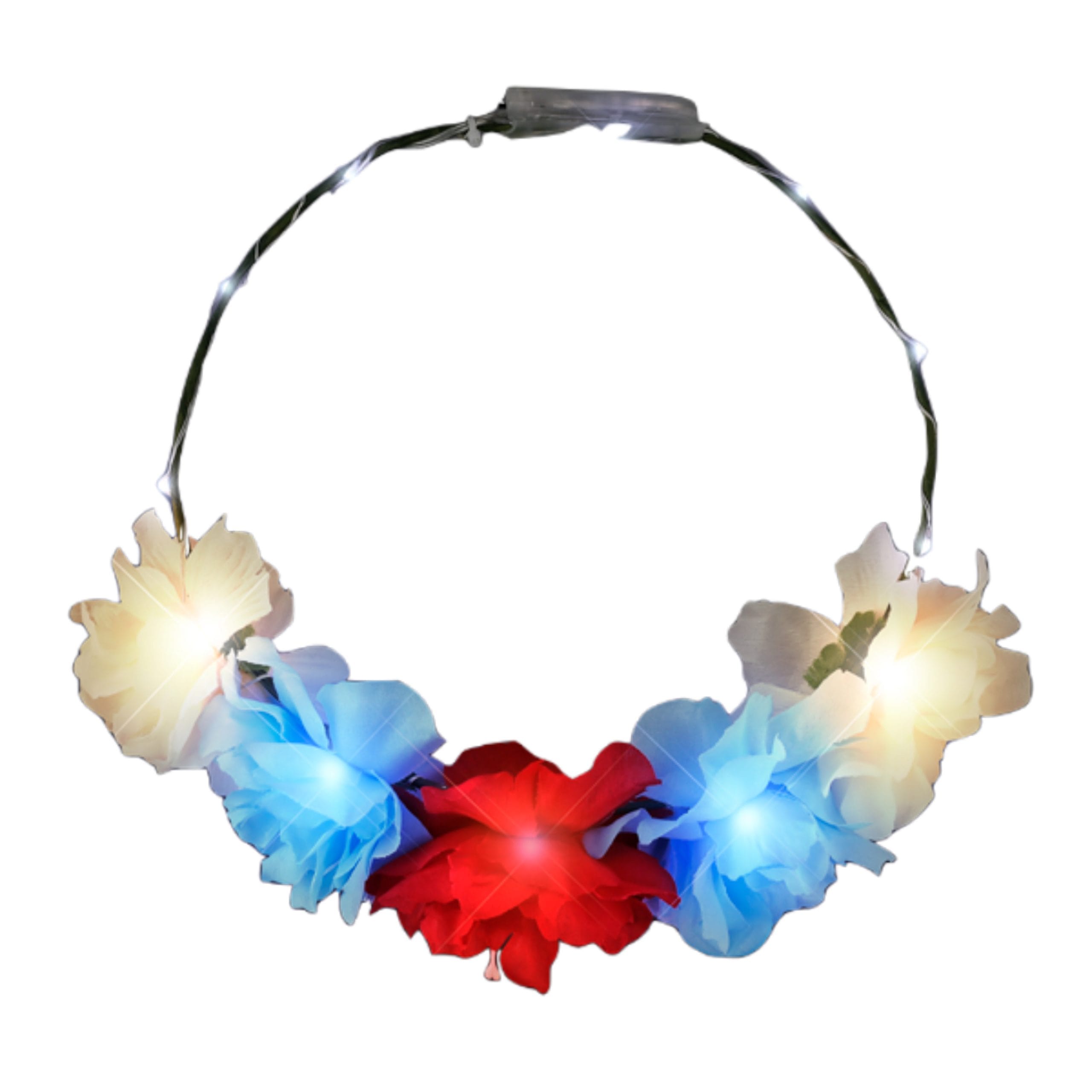 Red White Blue Light Up Flower Crown Headpiece 4th of July Red White Blue Light Up Flower Crown Headpiece 4th of July 5