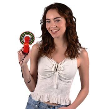 Portable Light Up Mini Cooling Fan with Red Handle 2 Inch Glow Sticks 3
