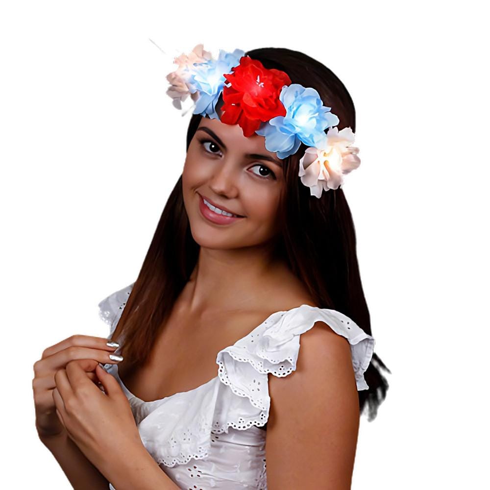 Red White Blue Light Up Flower Crown Headpiece 4th of July Red White Blue Light Up Flower Crown Headpiece 4th of July 4