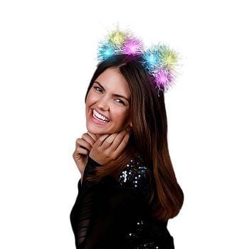 Light Up Tinsel Fluffy Cat Ears Headband All Products 3