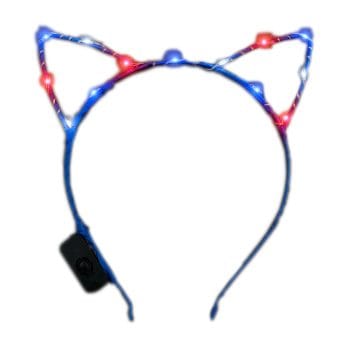 Red White Blue LEDs Kitty Cat Ear Patriotic Headband All Products 3