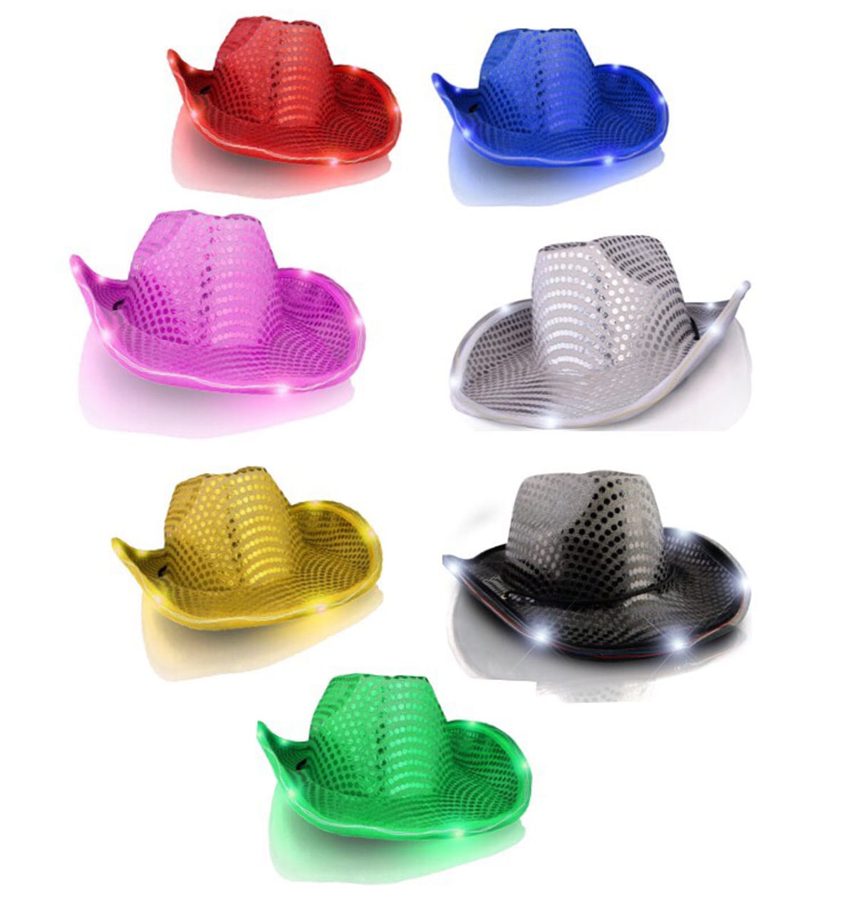 Assorted LED Sequin Cowboy Hat No Stitching Pack of 12 All Products Assorted LED Sequin Cowboy Hat No Stitching Pack of 12 All Products 3