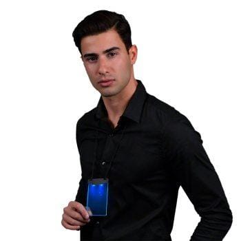 Blue LED Personalized Write On Clear Plastic Badge Necklace All Products 3