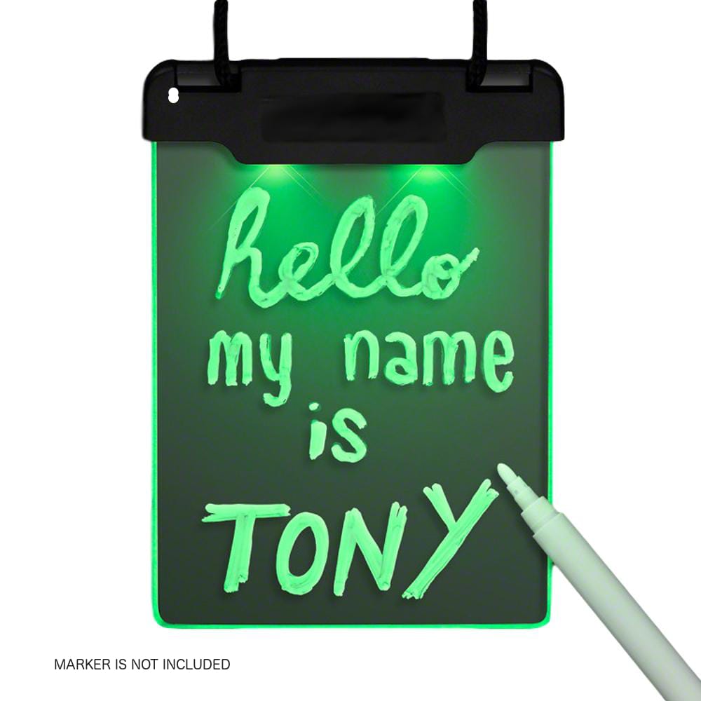 Green LED Personalized Write On Clear Plastic Badge Necklace All Products Green LED Personalized Write On Clear Plastic Badge Necklace All Products 5