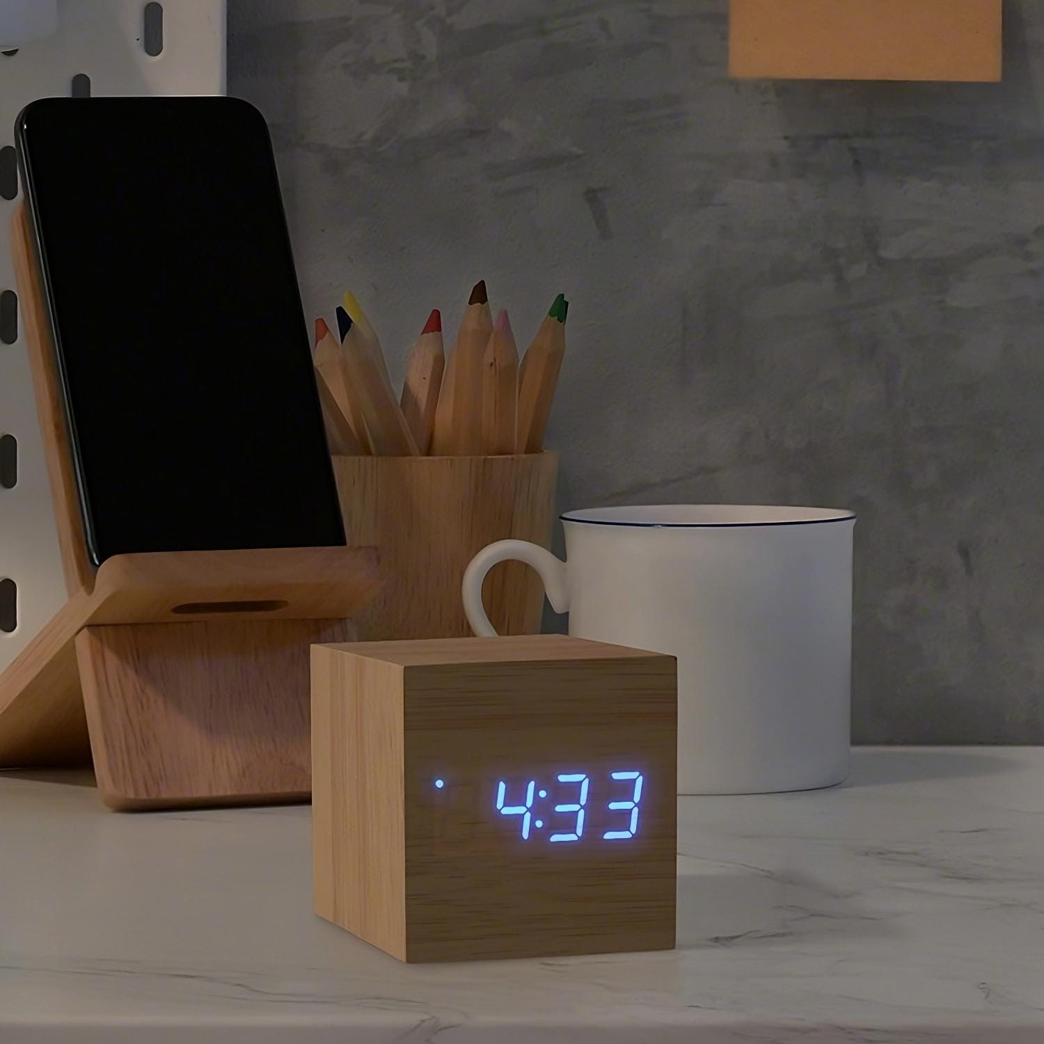 Flashing Blue LED Wooden Cube Digital Alarm Clock with USB All Products Flashing Blue LED Wooden Cube Digital Alarm Clock with USB All Products 4