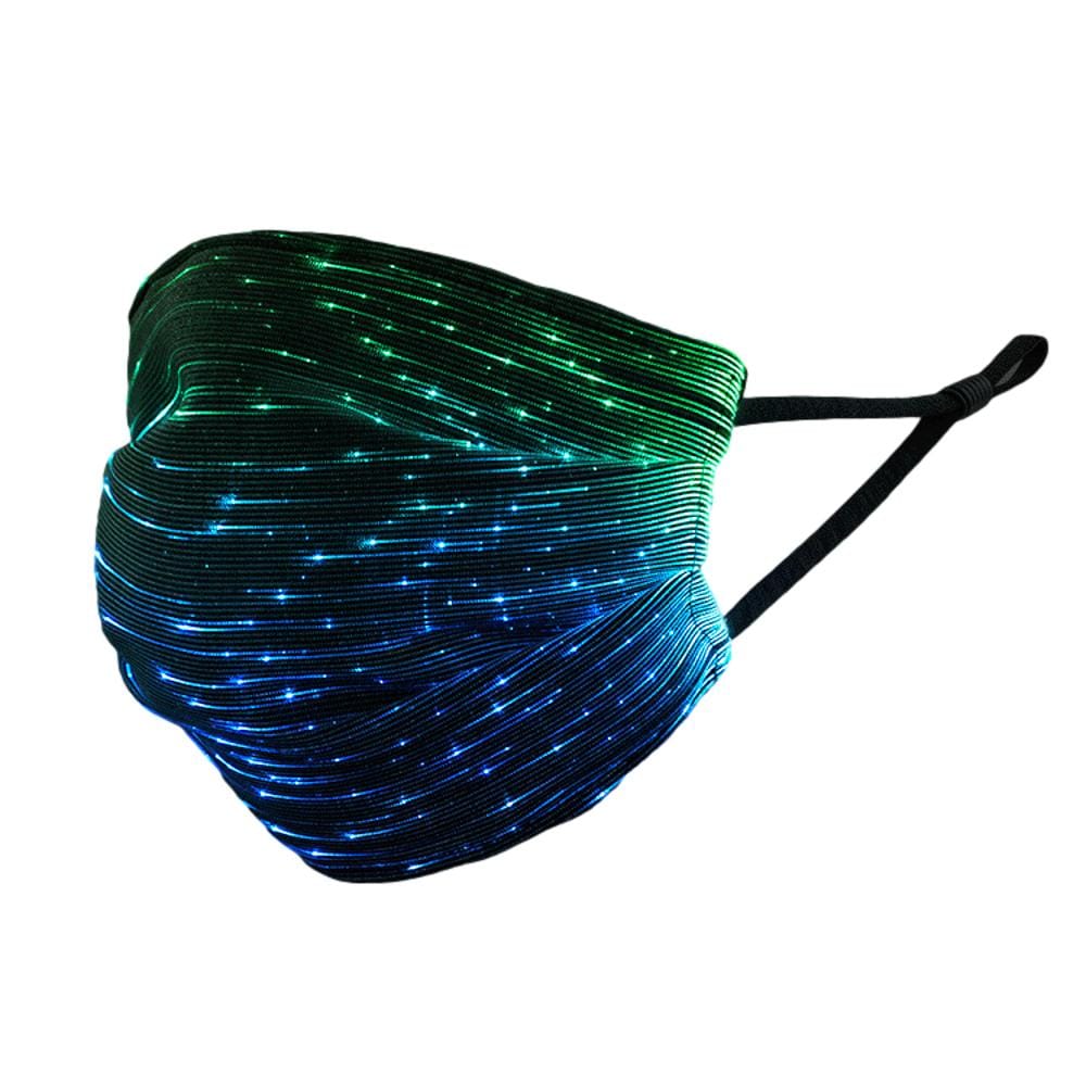 Battery Operated Fiber Optic Light Up Multicolor Face Mask in Black Rectangle Fabric All Products 3