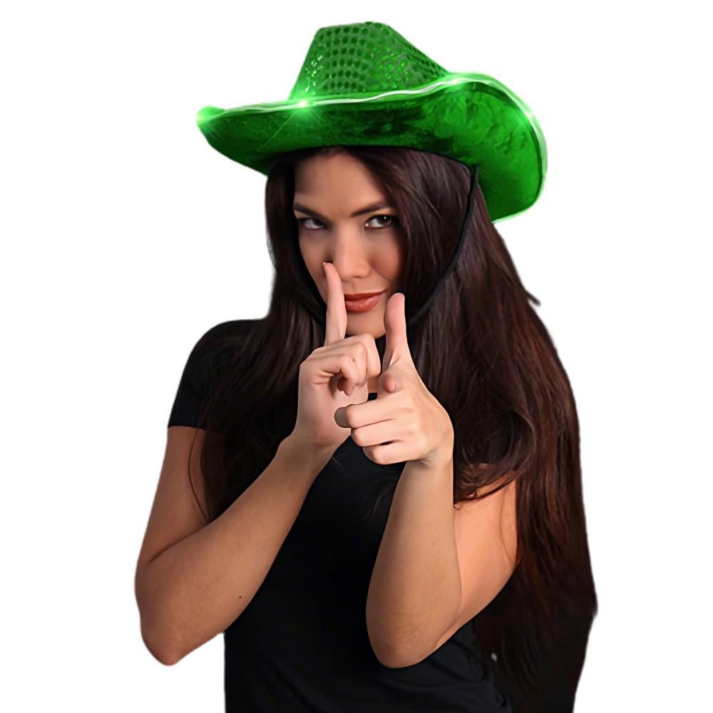 LED Flashing Cowboy Hat with Green Sequins All Products LED Flashing Cowboy Hat with Green Sequins All Products 3