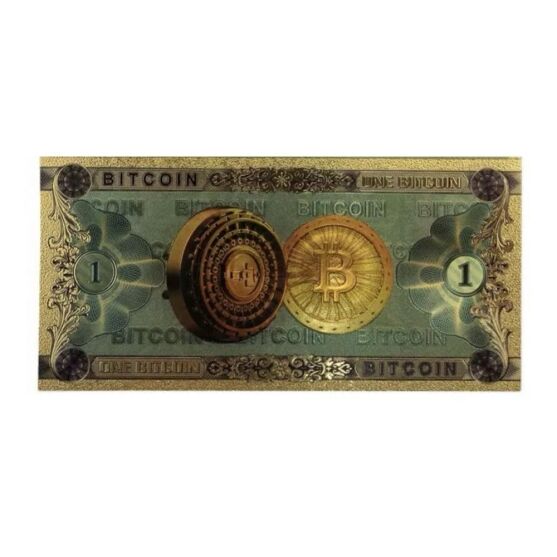 One Bitcoin 24K Gold Plated Foil Banknote Collectors Bill  Non-currency Replica Art Collection All Products 3