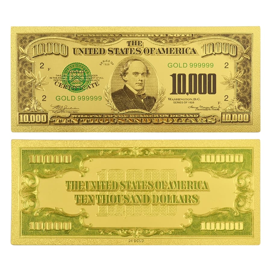 Ten Thousand US Dollars 24K Gold Plated Collectible Fake Banknotes for Decoration 24K Gold and Silver Plated Replica Bills Ten Thousand US Dollars 24K Gold Plated Collectible Fake Banknotes for Decoration 24K Gold and Silver Plated Replica Bills 5