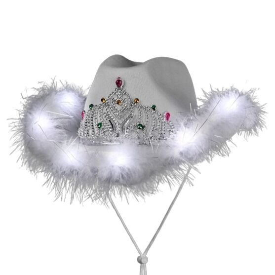 Light Up White Tiara Bridal Cowboy Cowgirl Hat All Products 3