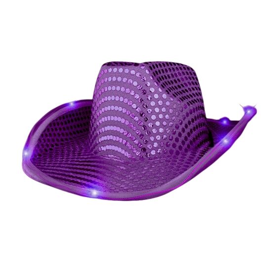 Halloween LED Flashing Cowboy Hat with Purple Sequins All Products Halloween LED Flashing Cowboy Hat with Purple Sequins All Products 3