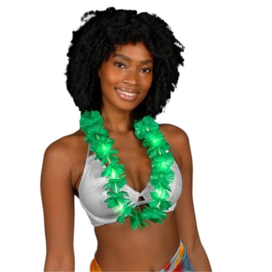 Light Up Hawaiian Flower Lei Necklace Green All Products Light Up Hawaiian Flower Lei Necklace Green All Products 3